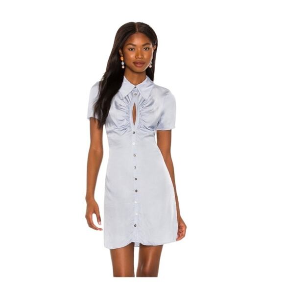 Song of Style Lily Mini Shirt Dress Blue : Keyhole on chest Size M - Picture 1 of 14